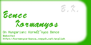 bence kormanyos business card